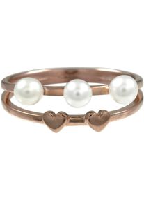 CAI Caï, Damen Fingerring »Herz, Pearl Love«, Rosegold / Weiß