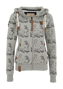 Naketano, Damen Sweatshirtjacke 'Zbigniew', Graumeliert / Schwarz