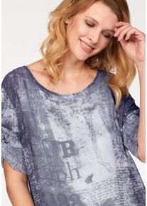 Cheer, Damen Schlupfbluse, Taubenblau / Weiß