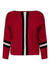 Only, Damen Pullover, Rot / Schwarz / Weiß