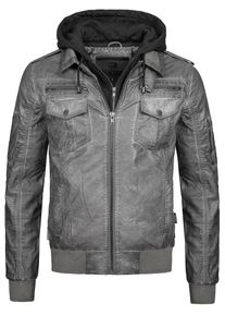 INDICODE JEANS, Herren Bikerjacke 'Aaron', Rauchgrau