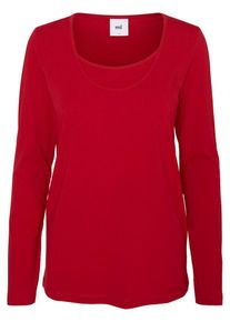 MAMALICIOUS, Damen Langarm Still-Shirt, Rot / Naturwei&szlig;