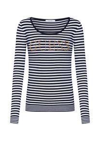 Guess, Damen Pullover 'BRIGITTE LS LOGO SWEATER', Navy / Silber / Wei&szlig;