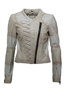 Maze, Damen Lederjacke 'Manhattan', Hellbeige / Weiß