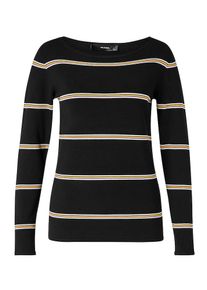 Hallhuber, Damen Streifenpullover, Senf / Schwarz / Wei&szlig;