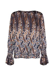 PLEASE, Damen Bluse, Beige / Cognac / Mischfarben