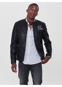 Only & Sons Only & Sons, Herren Kunstleder- Jacke, Schwarz / Weiß