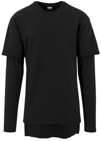 Urban Classics, Herren Long 2 in 1 Terry Crew, Schwarz