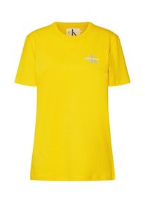 Calvin Klein Jeans, Damen T-Shirt 'MONOGRAM EMBROIDERY STRAIGHT', Gelb