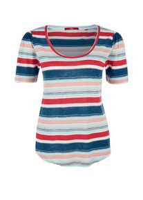 s.Oliver RED LABEL, Damen Gestreiftes Leinen-Shirt, Blau / Hellblau / Rosé / Rot