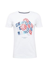 Tom Tailor Denim, Herren T-Shirt, Himmelblau / Rot / Weiß