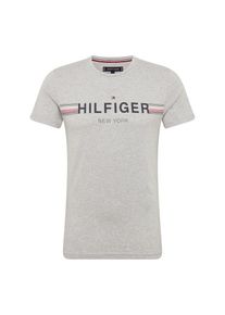 Tommy Hilfiger, Herren Shirt, Nachtblau / Graumeliert / Feuerrot / Weiß