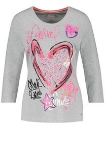 Gerry Weber, Damen Shirt, Graumeliert / Dunkellila / Pink / Schwarz