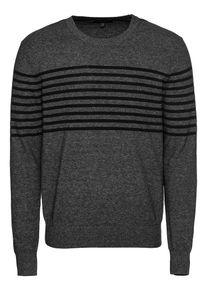 Banana Republic, Herren Pullover 'HEATHERED STRIPE CREW', Grau / Schwarz