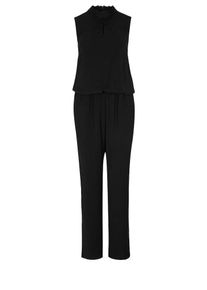 s.Oliver BLACK LABEL, Damen Cr&ecirc;pe-Overall mit Spitzenkragen, Schwarz