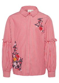 name it, Mädchen Gestreiftes Blustickerei Hemd, Rot / Weiß
