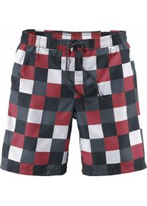 Buffalo, Herren Badeshorts, Grau / Dunkelgrau / Rot / Weiß