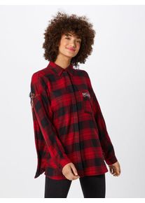 Only, Damen Bluse 'BAO L/S CHECK TAPE SHIRT DNM', Rot / Schwarz