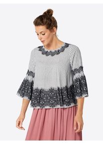 Broadway NYC FASHION, Damen Bluse 'Keisha', Anthrazit / Weiß