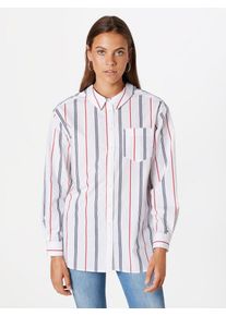 Tommy Jeans, Damen Bluse 'STRIPE NECK DETAIL', Wei&szlig;
