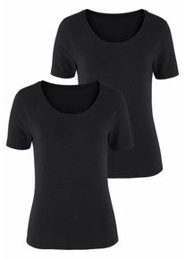 Vivance, Damen T-Shirts (2 St&uuml;ck) aus Baumwoll-Stretch, Schwarz