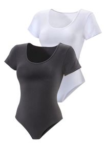 Vivance, Damen T-Shirt-Body (2 Stck.), Schwarz / Wei&szlig;