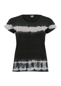 Urban Classics Curvy, Damen Shirt 'Striped Tie Dye Tee', Grau / Schwarz