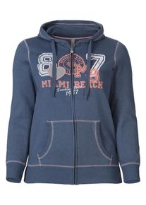 sheego Casual, Damen Sweatjacke, Rauchblau / Altrosa