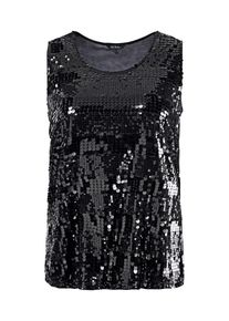Ulla Popken, Damen Shirt 'Top Pailletten', Schwarz