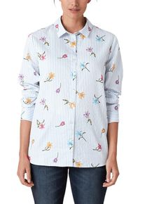 TRIANGLE, Damen Streifenbluse, Hellblau / Wei&szlig;