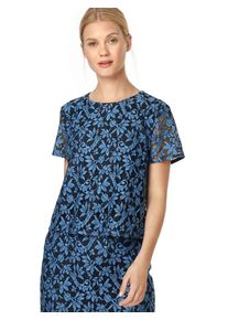 Hugo, Damen Bluse 'Clady-1', Navy / Hellblau