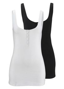 Melrose, Damen Tanktop (Packung, 2 Stück), Schwarz / Weiß