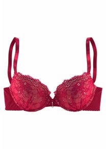 Lascana, Damen Push-up-BH mit Spitzencups und herausnehmbaren Kissen, Rot