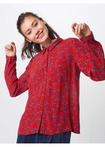 Object, Damen Bluse 'OBJWINNIEFRED L/S SHIRT', Hellblau / Feuerrot