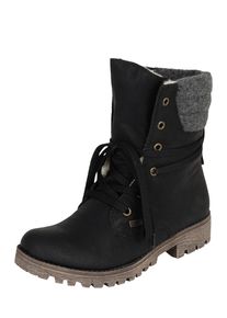 Rieker, Damen Schn&uuml;rstiefel mit Fleece, Schwarz