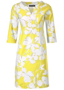 Heine, Damen Druckkleid, Gelb / Schwarz / Wei&szlig;