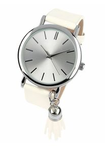 Heine, Damen Armbanduhr mit kleiner Quaste, Beige / Silber