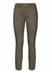 Heine, Damen Five-Pocket-Hose mit Spitze, Oliv