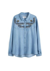 Violeta by Mango, Damen Hemd 'Chotta', Nachtblau / Hellblau / Hellbraun