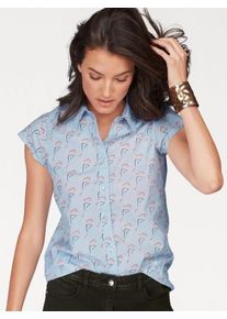 Aniston, Damen Druckbluse, Hellblau / Altrosa / Schwarz