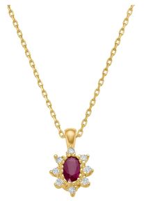 Christ, Damen Rubin Kette '86401193', Gold / Rubinrot / Weiß
