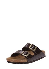 Birkenstock, Damen Pantoletten 'Arizona', Dunkelbraun / Gold