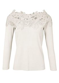 Heine, Damen Pullover 'Spitzenpullover', Ecru