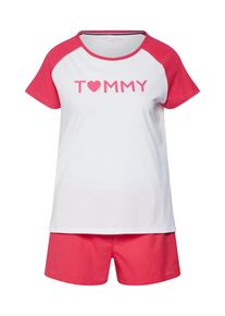 Tommy Hilfiger Underwear, Damen Shorty 'SET SS LOVE WOVEN BOXER', Pink / Wei&szlig;