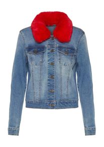 Noisy may, Damen Kurze Jeansjacke, Blau / Rot