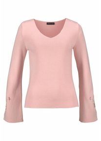 Melrose, Damen V-Ausschnitt-Pullover, Beige / Ros&eacute; / Rubinrot