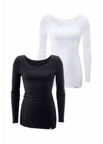 Bench, Damen Langarmshirts, Schwarz / Weiß