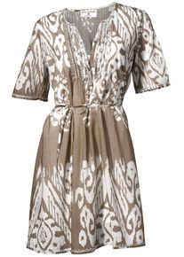 Heine, Damen Hemdblusenkleid, Mokka / Wei&szlig;