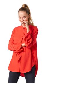 Calvin Klein, Damen Blusen 'DRAPED CUFF BLOUSE LS', Rot