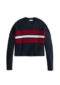 Hollister, Damen Pullover 'CROP STRIPE SHAKER CREW', Navy / Rot / Wei&szlig;